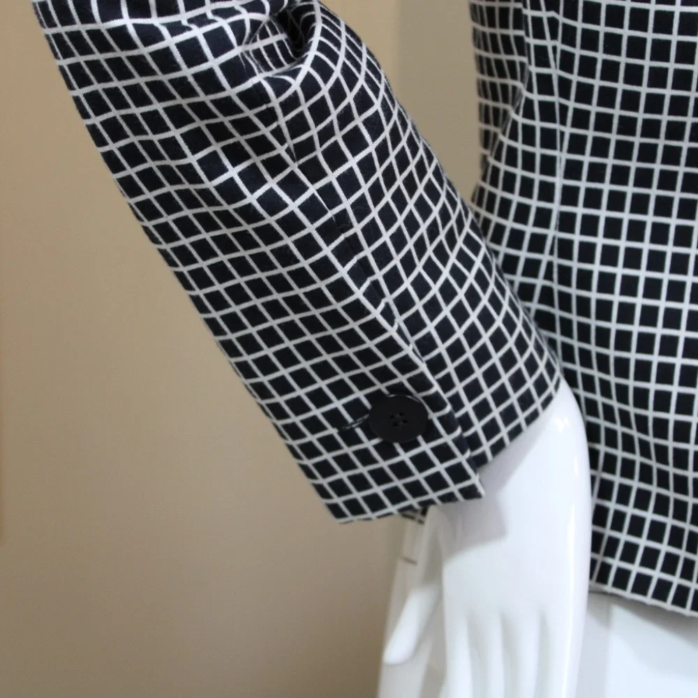Armani Collezioni Black White Grid Tailored Blazer Made in Italy